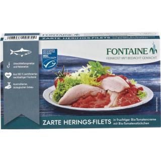 Heringsfilets in Bio-Tomatencreme m. Tomatenstück.